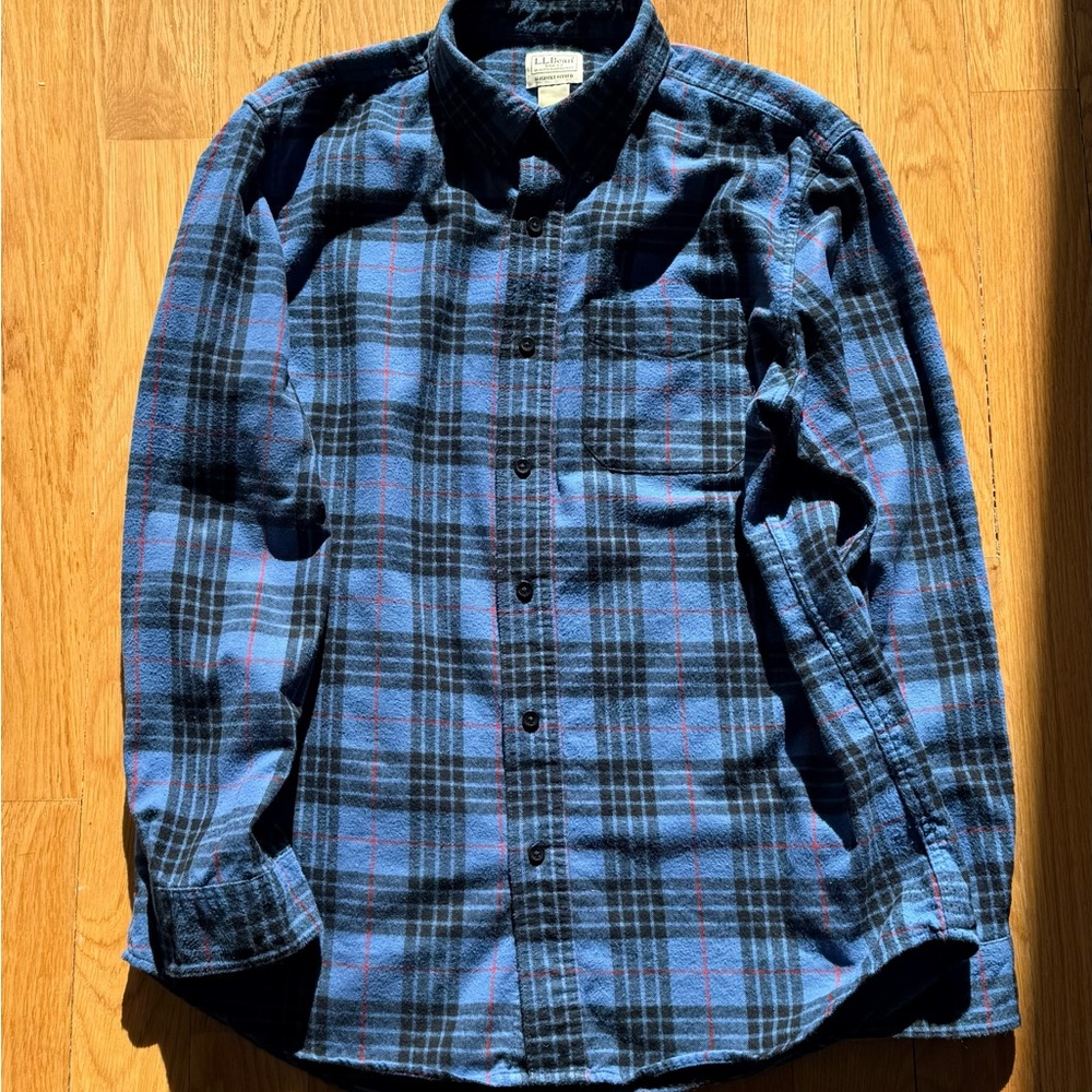 LL Bean Men's Blue Plaid Shirt